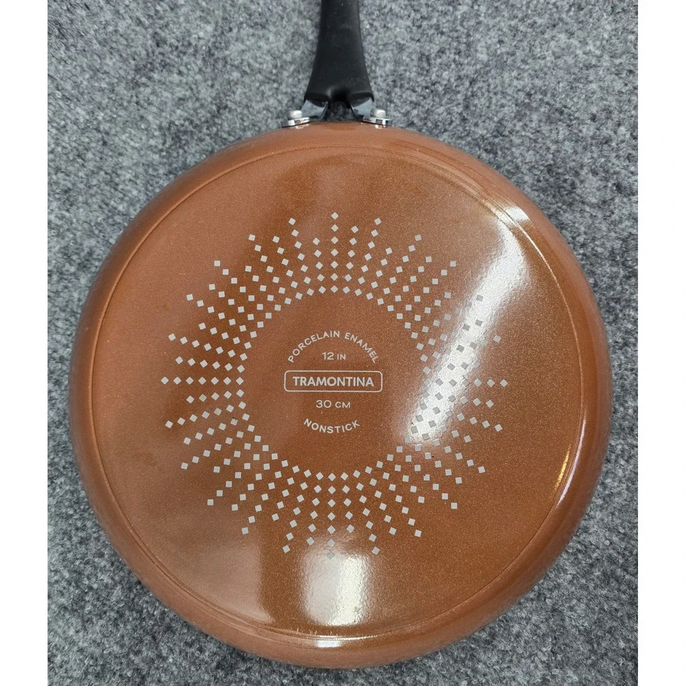 Tramontina Skillet 12 Inch Copper Porcelain Enamel Nonstick Frying Pan Metallic